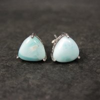 10mm Larimar Stud Earrings Sterling Silver