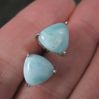 10mm Larimar Stud Earrings Sterling Silver