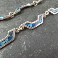 Vintage Mexican Silver Sodalite Inlay Necklace