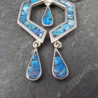 Vintage Mexican Silver Sodalite Inlay Necklace