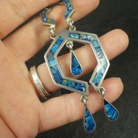 Vintage Mexican Silver Sodalite Inlay Necklace