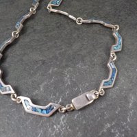 Vintage Mexican Silver Sodalite Inlay Necklace