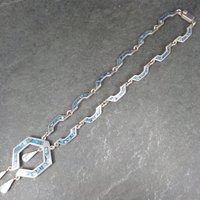 Vintage Mexican Silver Sodalite Inlay Necklace