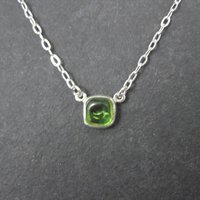 Green Cast Glass Necklace Sterling Silver 16-17 Inches