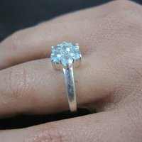 Blue Topaz Cluster Ring Sterling Silver Size 7