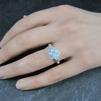 Blue Topaz Cluster Ring Sterling Silver Size 7