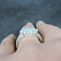 Blue Topaz Cluster Ring Sterling Silver Size 7