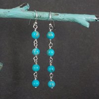 Long Turquoise Earrings Sterling Silver