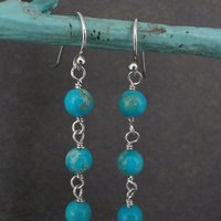 Long Turquoise Earrings Sterling Silver