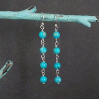 Long Turquoise Earrings Sterling Silver