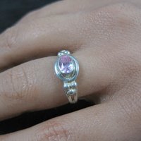 Dainty Pink Cubic Zirconia Ring Size 7 Sterling Silver