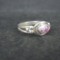 Dainty Pink Cubic Zirconia Ring Size 7 Sterling Silver