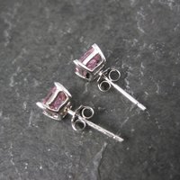 Princess Pink Cz Stud Earrings Sterling Silver NOS