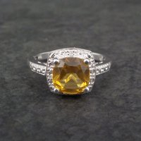 Estate Citrine Ring Sterling Silver Size 7
