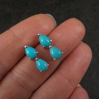 Sleeping Beauty Turquoise Stud Earrings Sterling Silver Chuck Clemency