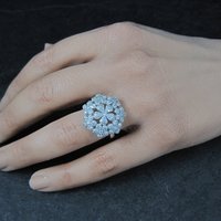 Sterling Silver Flower Ring Size 8 Estate Jewelry