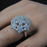 Sterling Silver Flower Ring Size 8 Estate Jewelry