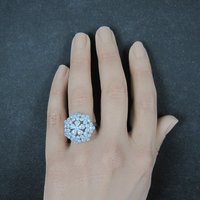 Sterling Silver Flower Ring Size 8 Estate Jewelry