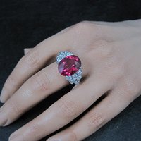Large Synthetic Ruby Ring Size 8 Sterling Silver