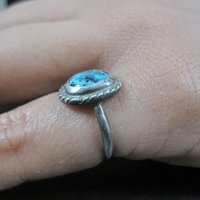 Vintage Turquoise Pinky Ring Size 4 Southwestern Sterling Silver