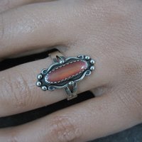 Southwestern Sterling Orange Moon Glow Ring Sizes 5, 6, 7, 8