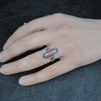 Southwestern Sterling Orange Moon Glow Ring Sizes 5, 6, 7, 8