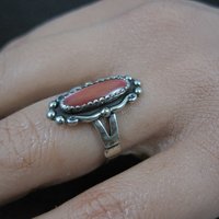 Southwestern Sterling Orange Moon Glow Ring Sizes 5, 6, 7, 8