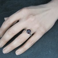 Vintage Sterling Garnet Solitaire Ring Old New Stock Multiple Sizes UNCAS