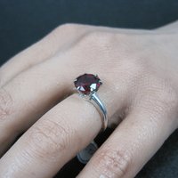 Vintage Sterling Garnet Solitaire Ring Old New Stock Multiple Sizes UNCAS