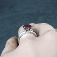 Vintage Sterling Garnet Solitaire Ring Old New Stock Multiple Sizes UNCAS