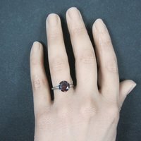 Vintage Sterling Garnet Solitaire Ring Old New Stock Multiple Sizes UNCAS