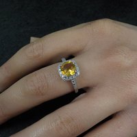 Estate Citrine Ring Sterling Silver Size 7