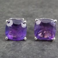 Amethyst Stud Earrings Sterling Silver