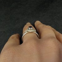Garnet Ring Size 6.5 Estate Solitaire Sterling Silver