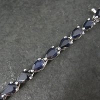 Sterling Silver Pear Cut Sapphire Tennis Bracelet 7.5 Inches