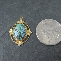 Art Deco Turquoise Charm Pendant Vintage Estate