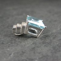 Blue and White Toapz Pendant Sterling Silver Princess Cut