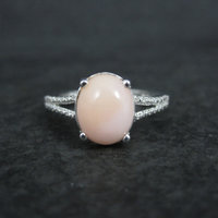Sterling Silver Pink Opal Ring Size 7 Estate Jewelry