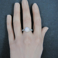 Sterling Silver Pink Opal Ring Size 7 Estate Jewelry