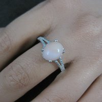 Sterling Silver Pink Opal Ring Size 7 Estate Jewelry