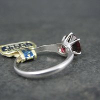 Vintage Sterling Garnet Solitaire Ring Old New Stock Multiple Sizes UNCAS