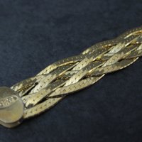 Braided Herringbone Bracelet 7.5 Inches Italian Vermeil Sterling Silver Estate Jewelry