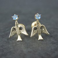 Vintage 10K Dove Bird Stud Earrings