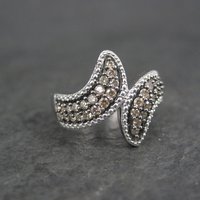 Champagne Diamond Ring Size 5 Sterling Silver Estate Jewelry
