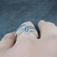 Champagne Diamond Ring Size 5 Sterling Silver Estate Jewelry