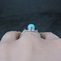 Sterling Silver Turquoise Ring Carved Band New Old Stock Multiple Sizes 6.5, 7, 8
