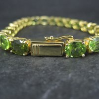 Peridot Tennis Bracelet Estate Vermeil Sterling Silver 7.5"