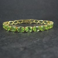 Peridot Tennis Bracelet Estate Vermeil Sterling Silver 7.5"