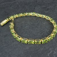 Peridot Tennis Bracelet Estate Vermeil Sterling Silver 7.5"