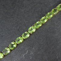 Peridot Tennis Bracelet Estate Vermeil Sterling Silver 7.5"